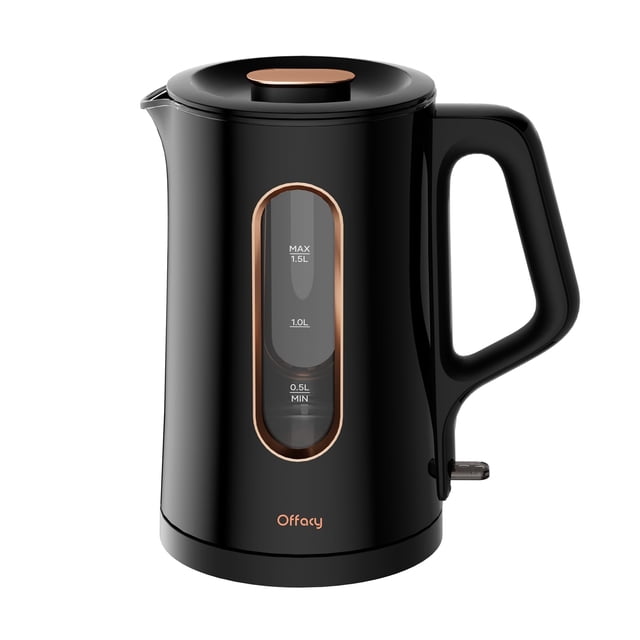 Hervidor eléctrico Offacy con interior de vidrio de doble pared, 1,5 L, 1200 W