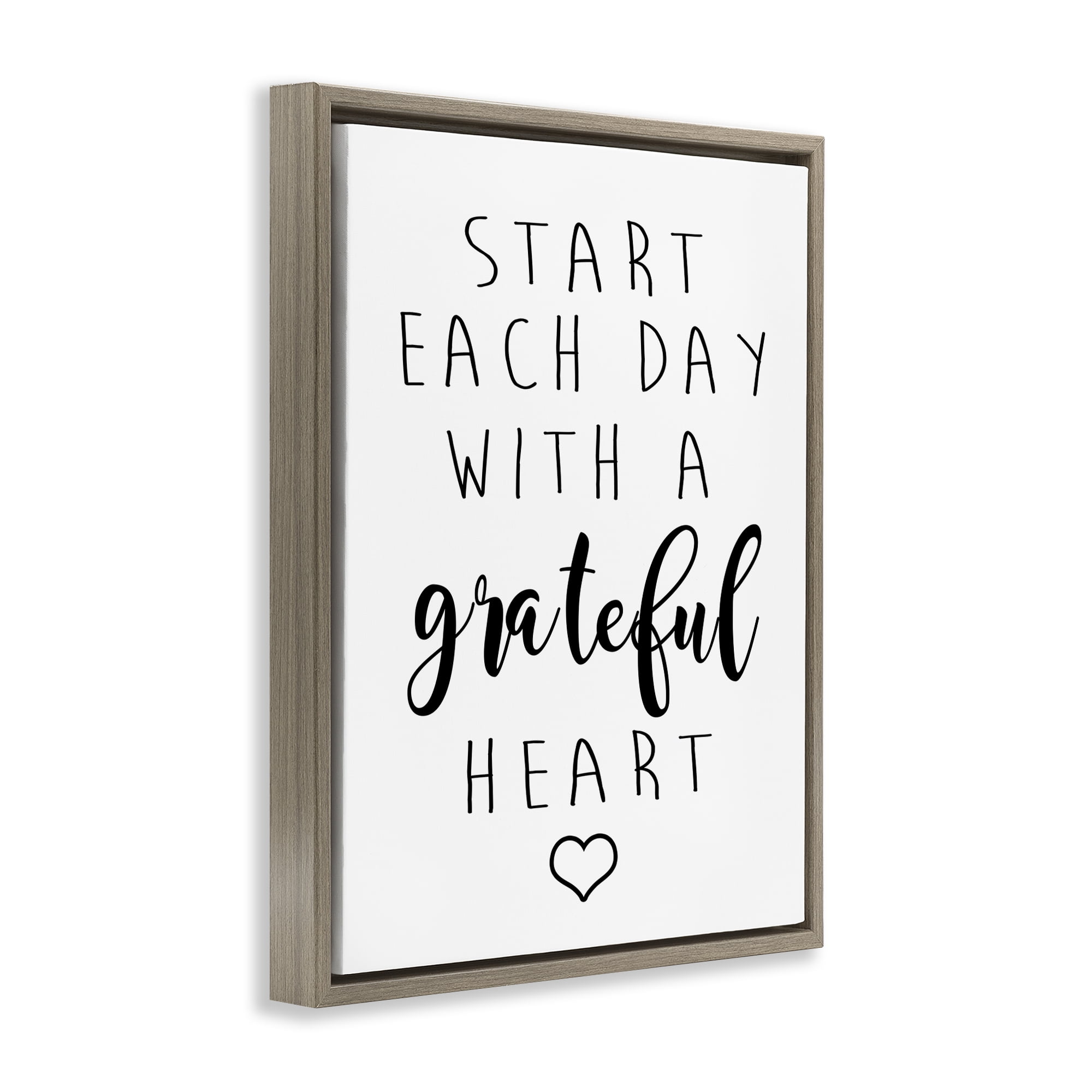 Stupell Industries Grateful Heart Sentiment Text & Numbers Painting Brown Floater Framed Canvas Art Print Wall Art, 25 x 31
