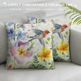 thumbnail image 3 of Spring Floral Throw Pillow Covers  Inch Garden Flowers Birds Decorative Pillows Polyester Linen Outdoor Cushion Cases for Couch Sofa Bed Home Decor Set of, 3 of 5