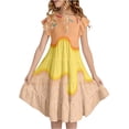 thumbnail image 1 of ZHOGXU Toddler Kids Girls Summer Dress Short Sleeve Round Neck Ice Cream Printed Flowy Lightweight Fashion Dresses For Casual Daily Wear,Orange,14-15 Years, 1 of 4