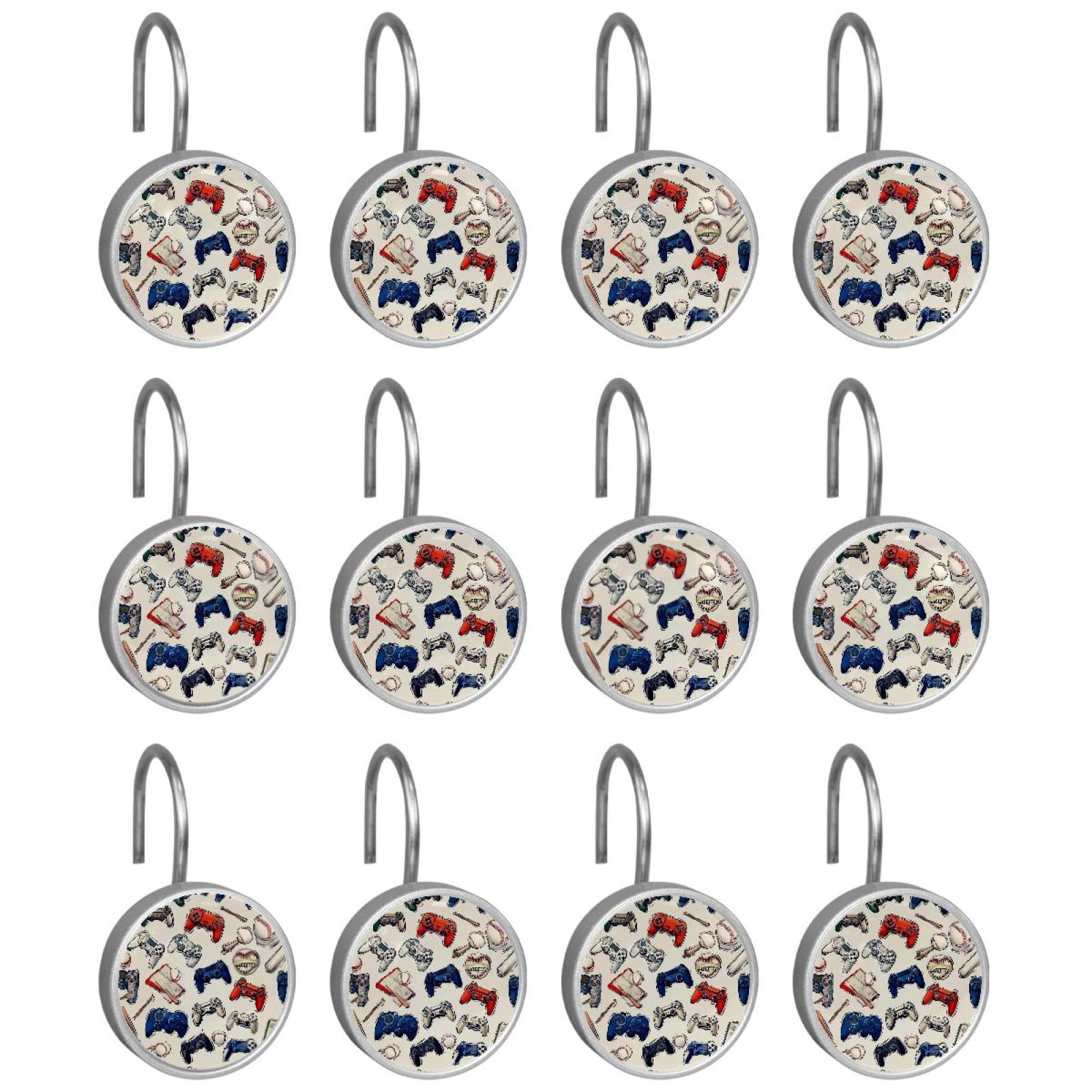 HemaKayy 12 Pcs Shower Curtain Hooks Bathroom Decorative Accessories Video Game Controller