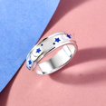 thumbnail image 2 of 925 Sterling Silver Blue & White Enamel Moon Star Anxiety Spinner Ring for Women Platinum Plated Boho Wedding Anniversary Fidget Stress Relieving Band Ring for Men Size 5 Christmas Gifts, 2 of 7