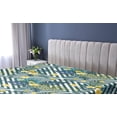 thumbnail image 5 of Ambesonne Hibiscus Fitted Sheet, Geometric Flowers Exotics, Queen Size, Mustard Teal Fern Green, 5 of 5