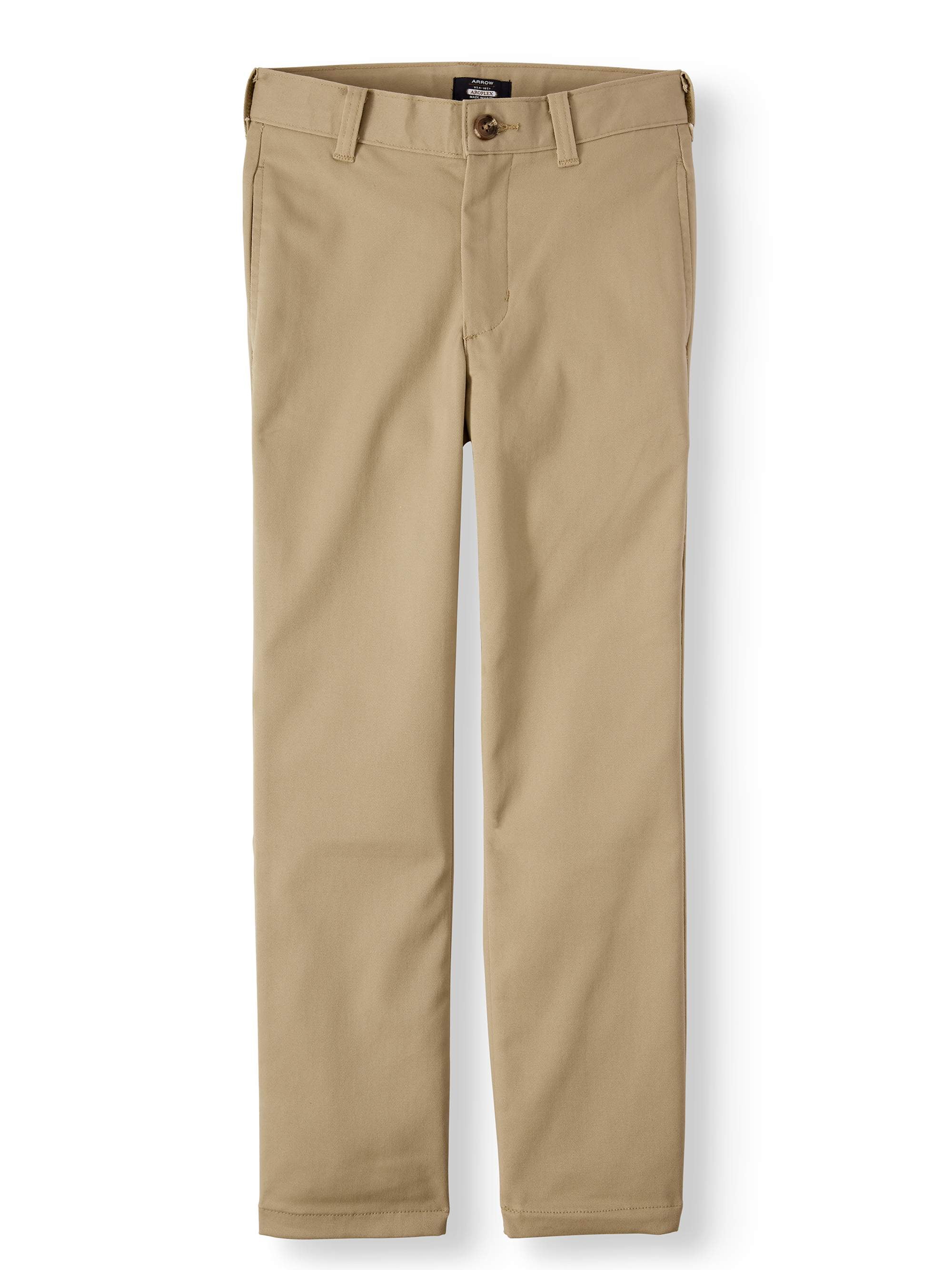 Khaki Arrow Boys Approved School Wear Flat Front Pants 