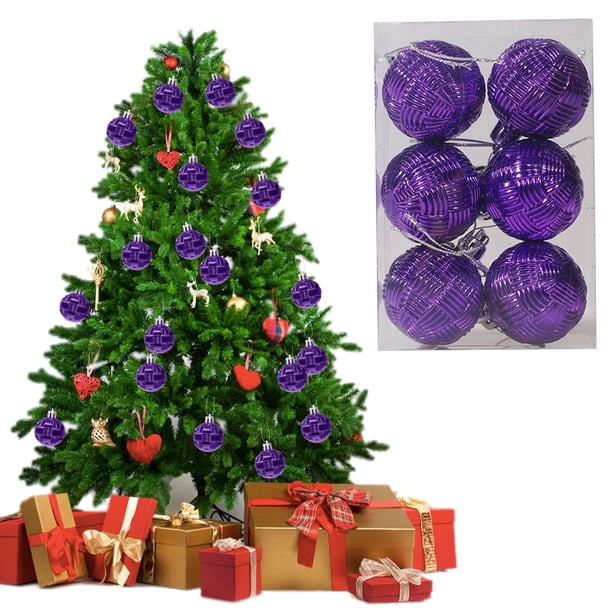 Fiudx Bolas Navideñas Tejidas, Juego de 6 Adornos de Plástico de Colores Brillantes, Diseño Único E Intrincado, Perfectas para Árboles de Navidad, Guirnaldas, Coronas y Fiestas Navideñas, Tamaño de 4