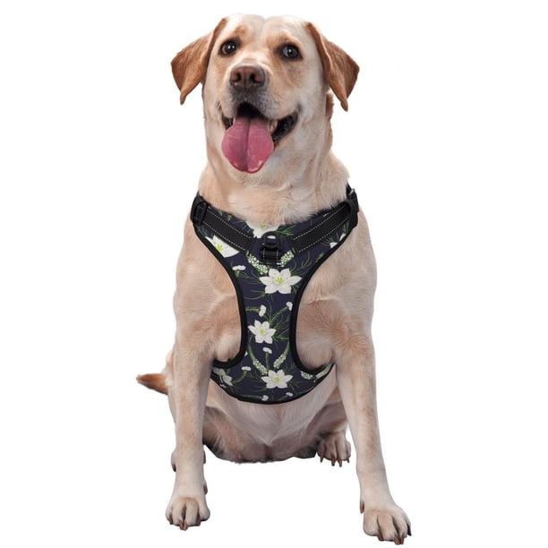 Fotbe Lilies Flowers Arnés para Perro con Estampado –Chaleco Ajustable Acolchado con Asa de Control para Perros Grandes-Medium