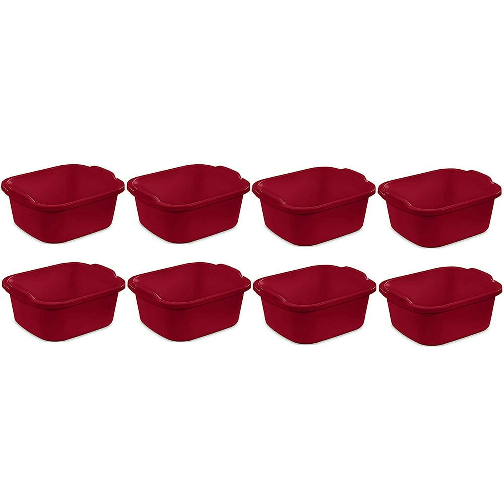 Sterilite Large MultiFunction Home 12Qt Sink Dish Washing Pan, Red (8