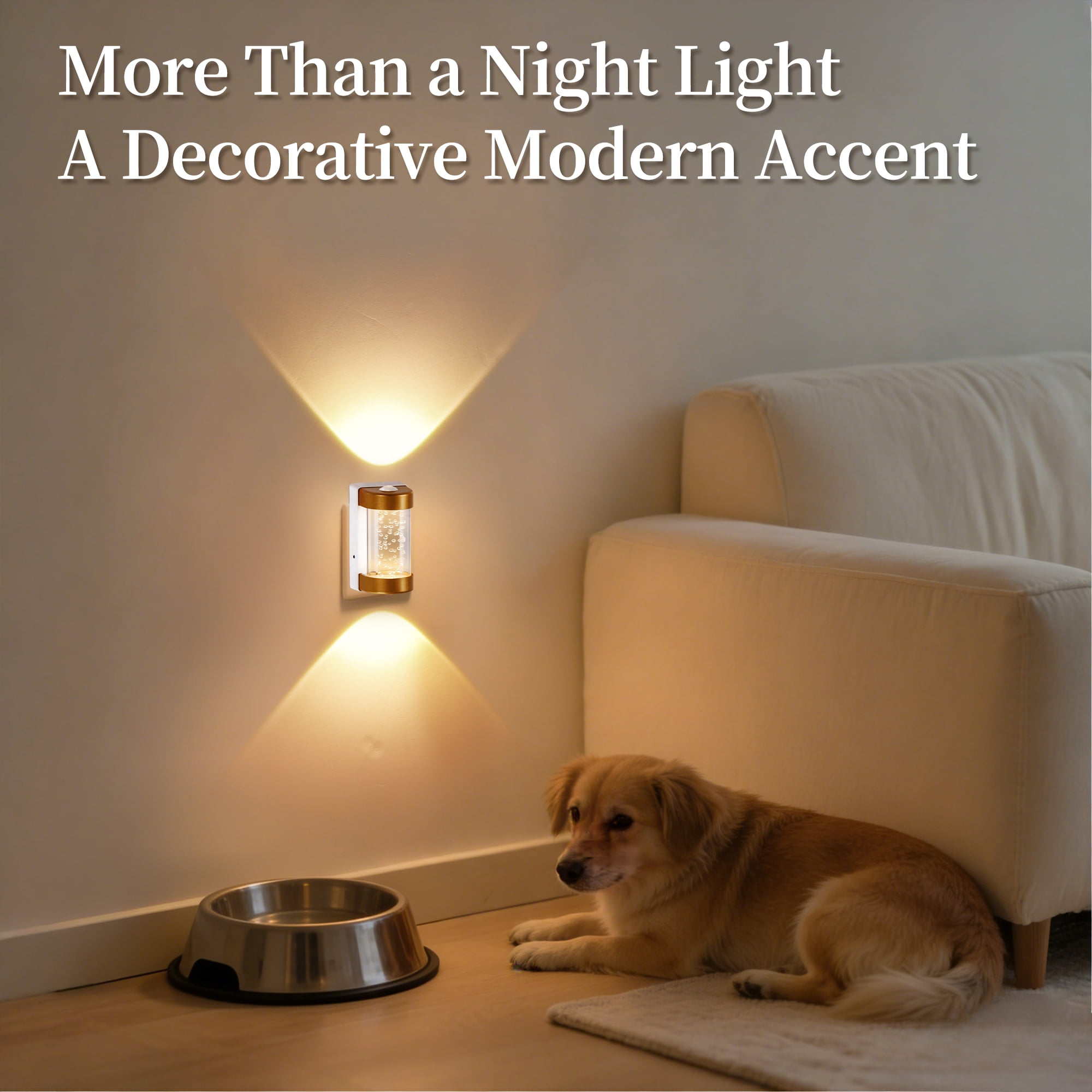 SUNBEAK LED Night Light,Decorative Plug in Night Light,Dimmable Nightlight with Light Sensor,Projector Dusk to Dawn Night Light Plug into Wall,3000K Soft White Bubble Night Light for Bathroom,Hallway