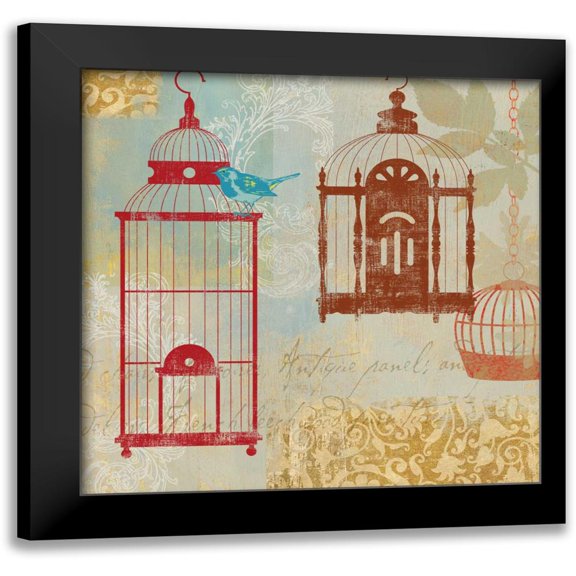 Wilson, Aimee 12x12 Black Modern Framed Museum Art Print Titled - Bird on a Cage I