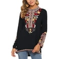 thumbnail image 3 of Grosy Embroidered Tops for Women Long Sleeve V Neck Plus Size Boho Mexican Style Blouse Peasant Tops Women T Shirts Casual Tee Ladies Tunics-3XL/Black/101/G, 3 of 8