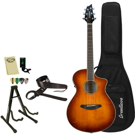 Breedlove Studio Concert Acoustic Electric Guitar with Breedlove Deluxe Foam Shell Case and ChromaCast