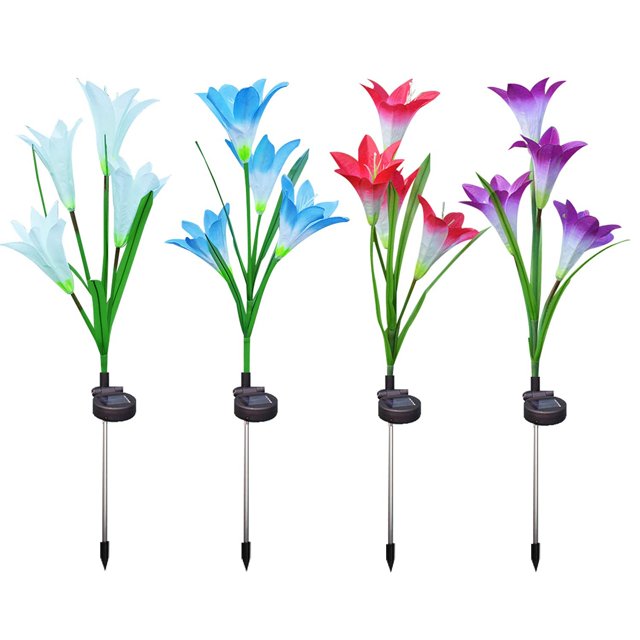 Paquete de 4 luces solares para jardín, flores de lirio, luces LED cambiantes multicolores, energía solar para jardín, Patio, camino, fiesta, vacaciones brillar Electrónica
