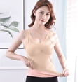 thumbnail image 2 of QASIEATN Sweatshirt for Graceful Women Fashion, Sleeveless Thermal Shirts with Detachable Built In Bra V Neck Vest Fleece Lined Underwear Thermal Tank Tops, Womens Fall Tops, 2 of 5