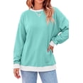 thumbnail image 4 of Fantaslook Color Block Sweatshirts for Women Crewneck Long Sleeve Oversized Pullover Tops Casual Fall Outfits, 4 of 9