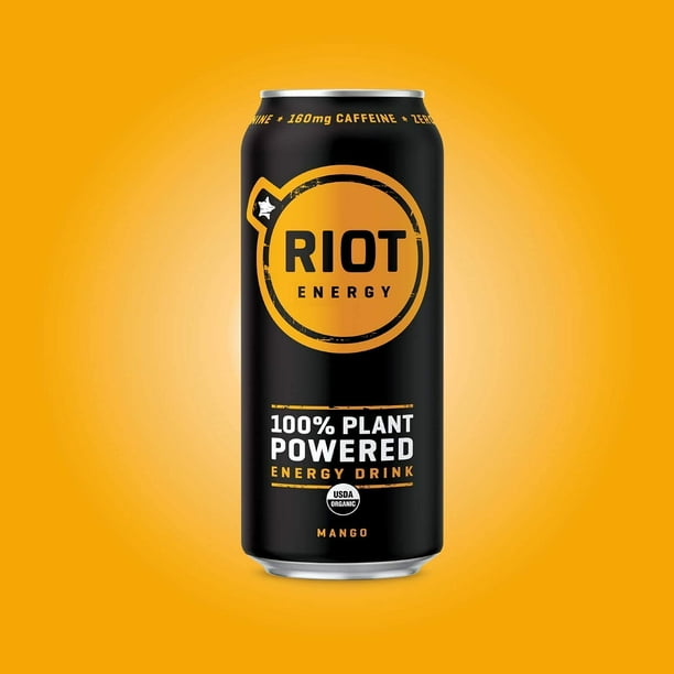 Riot Energy, Organic Mango Energy Drink, Plant Based, 16 fl. oz