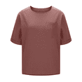thumbnail image 4 of womens tops short sleeve summer Elbow Length Sleeve Coop Neck T-Shirts Casual Loose Comfy Lightweight Trendy Basic Shirts with Pocket, 4 of 7