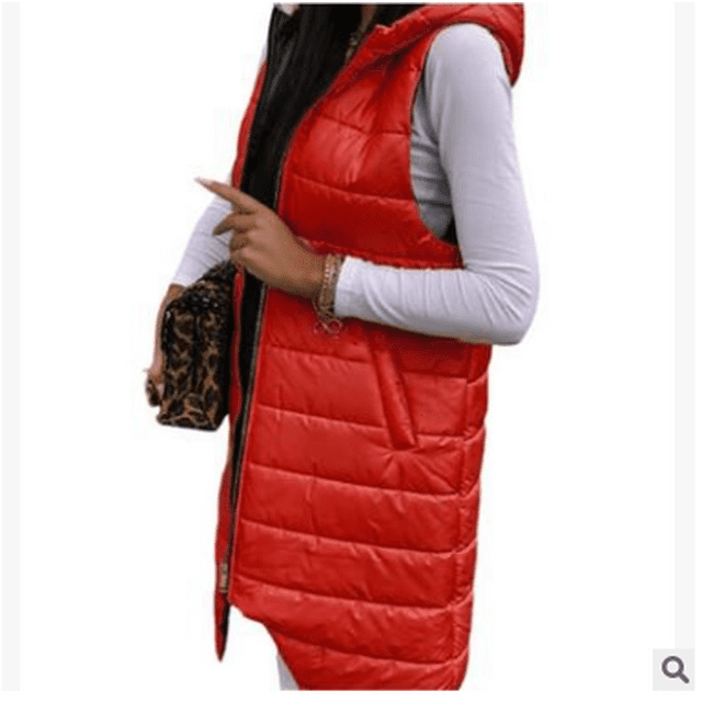 Kmbangi Gilet Long Sans Manches à Fermeture Éclair, Coupe Ajustée, Uni, Décontracté pour Femmes
