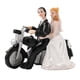 thumbnail image 1 of Topper de pastel de bodas - Novia y novio con figuras de motocicleta - Figuras divertidas de parejas de bodas Decoraciones de pasteles Regalos - 5.3 x, 1 of 9