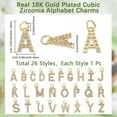 thumbnail image 2 of 26Pcs 26 Styles 18K Gold Plated Alphabet Charms Bulk A to Z Micro Pave Cubic Zirconia Rhinestone Letter Charms Pendants Accessories for Jewelry Making Earrings Bracelet Necklace DIY Crafts diy, 2 of 7
