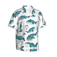 thumbnail image 2 of Lovely Shark Hawaiian Shirts For Men, Summer Short-Sleeve Relaxed-Fit Button-Down Shirts Large, 2 of 9