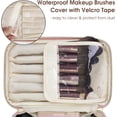 thumbnail image 3 of Travel Makeup Bag, Portable Cosmetic Bags Make Up Organizer for Women with Handle, Men Toiletry bag for Brushes, PU Leather, for Gift, Pink, 3 of 7