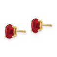 thumbnail image 2 of 14k Yellow Gold 6mm X 4mm Ruby Oval Post Stud Earrings Birthstone July Gemstone, 2 of 7