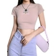 thumbnail image 2 of Blotona Women's Sexy Stylish Crop Tops Navel Bare Graphic Short /Long Sleeve T-Shirt Clothes, 2 of 7