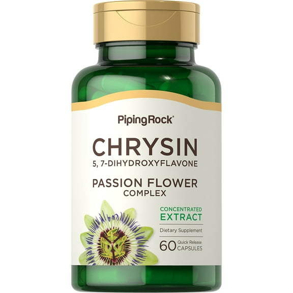 Chrysin 500mg | 60 Capsules | Passion Flower Extract Supplement for Men and Women | by Piping Rock