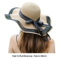 thumbnail image 6 of SPRING PARK Summer Women Sun Hat Color Block Bow Wave Adjustable Beach Sun Hat Dome Hat Headwear, 6 of 8