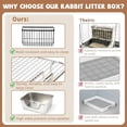 thumbnail image 6 of Stainless Steel Rabbit Litter Box with Hay Feeder & Water Dispenser, Metal Bunny Litter Box with Sifting Tray, High-Sided Rabbit Potty Pan for Small Animals, Quick Cleaning, Odor Control, 6 of 7