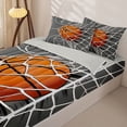 thumbnail image 3 of Castle Fairy Gray Basketball Hoop Print Zipper Full Size Comforter Sets with Fitted Sheet and 2 Pillowcases, Court Line Design Zipper Bedding Set, Gray Orange White,4pcs,Grey Reversible, 3 of 6