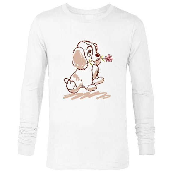 Disney Lady and the Tramp Lady Puppy Sketch - Long Sleeve T-Shirt for Men -Customized-White