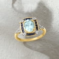 thumbnail image 4 of Ross-Simons 1.50 Carat Aquamarine and .70 ct. t.w. Sapphire Ring With .12 ct. t.w. Diamonds in 14kt Yellow Gold, Women's, Adult, 4 of 5
