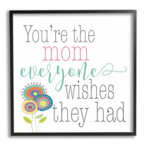 Stupell Industries Mom Everyone Wishes For Floral Graphic Art Black Framed Art Print Wall Art, Design by Alli Rogosich
