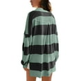 thumbnail image 5 of Oversized Sweatshirt for Women Long Sleeve Button V-Neck Striped Print Pullover Tops Fall Fashion 2025 Loose Fit Tunic Blouses, 5 of 6