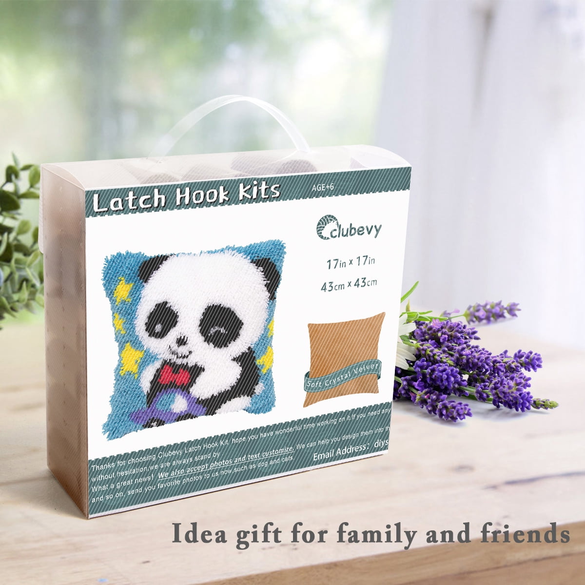 Latch Hook Pillow Kits for Adults pillow,latch hook pillow kits,Bear And Panda Embroidery Creative Craft Home Decor Ideal for Learning Pillow Making 43×43cm/17*17in