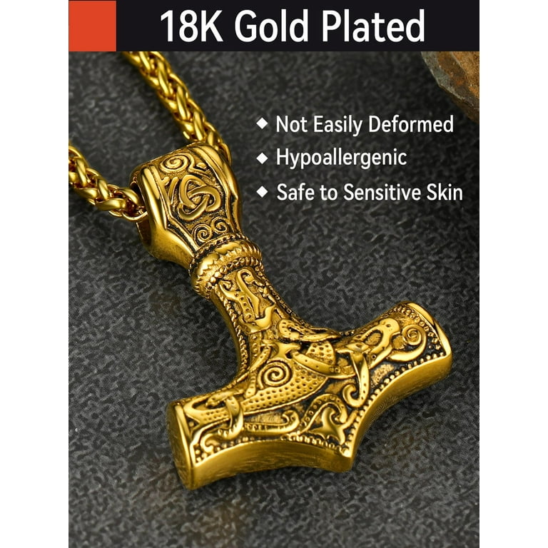 Gold thor's shop hammer pendant
