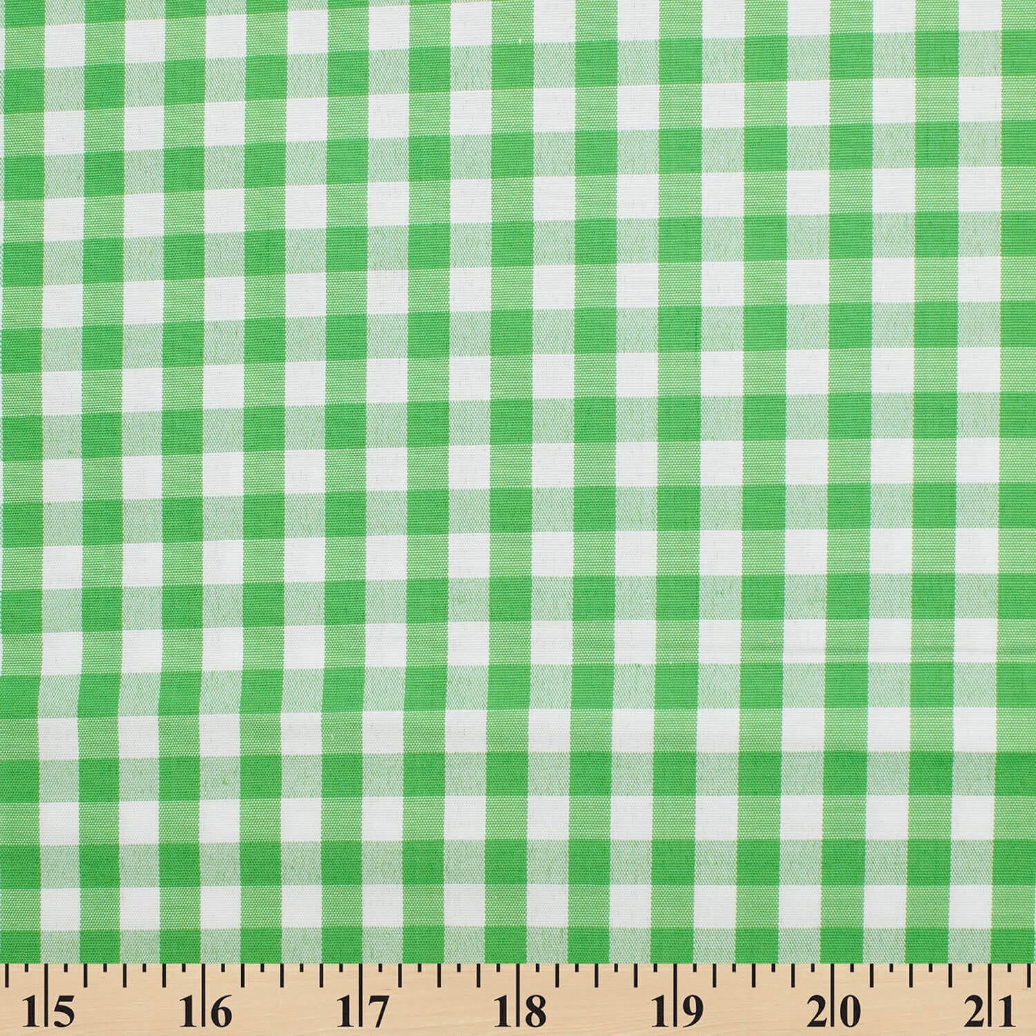 7 mm Gingham Checkered Lightweight Plaid Polyester Cotton Poplin Fabric By The Yard - For Sewing Apparel, Accessories, & Décor - Kelly Green (1 Yard)