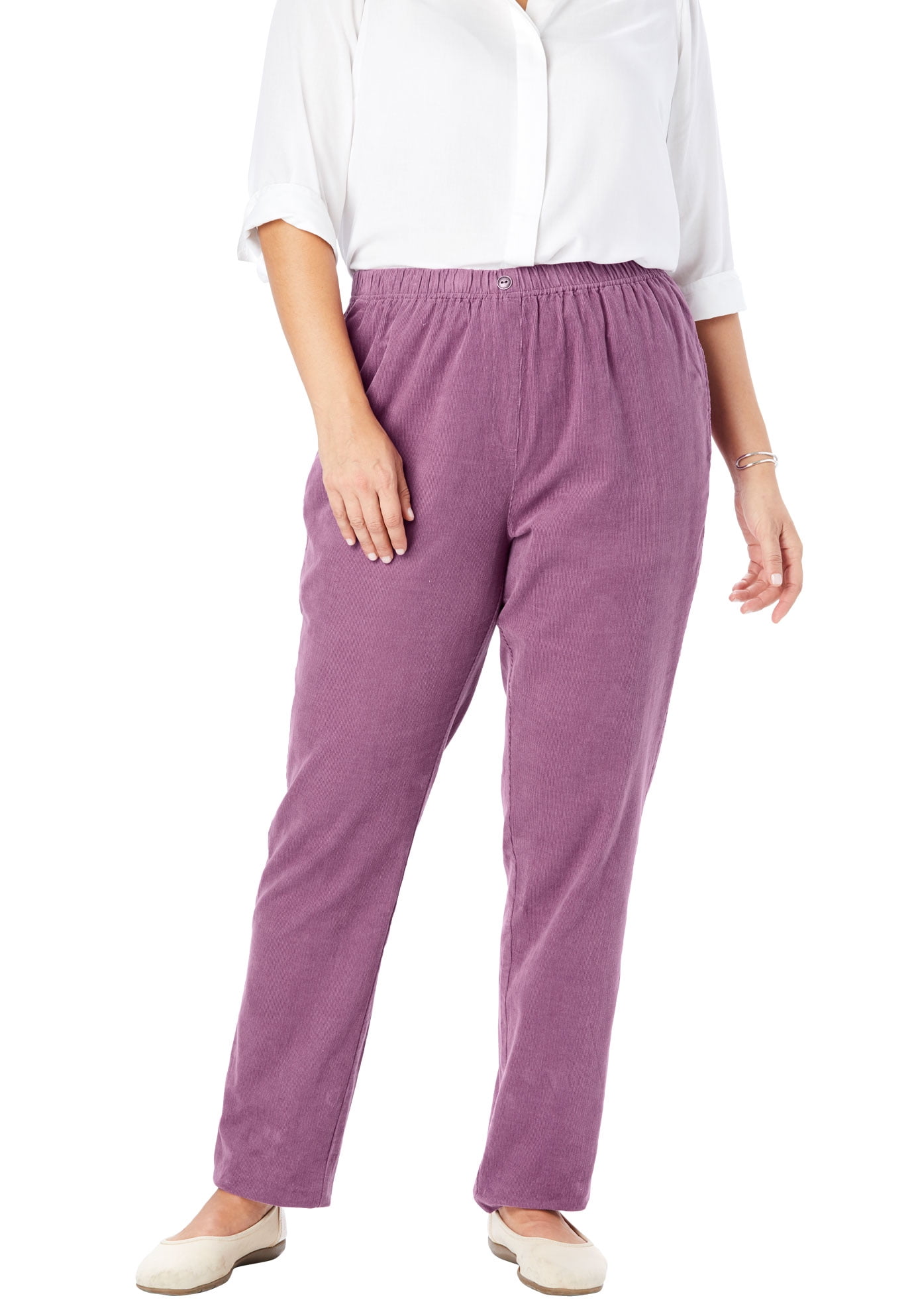 Woman Within - Woman Within Plus Size Comfort Waist Straight Leg ...