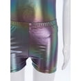 thumbnail image 6 of TSSOE Girls Glossy Dance Leotard and Shorts Set Sleeveless Criss-Cross Back Bodysuit Top + Shorts Scrunchies for Ballet Black 7-8, 6 of 7