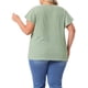 thumbnail image 3 of Blusas de verano casuales de talla grande para mujer Agnes Orinda, con textura, cuello en V con muesca y mangas con volantes, 3X, verde, 3 of 5