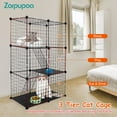 thumbnail image 3 of Zorpupoa  3 Tier Metal Cat Cage Indoor  House Detachable Kitten House Cat Exercise Place for 1-2 Small Medium Cats Blackwith 3 Doors and 2 Ladders, Black, 3 of 13