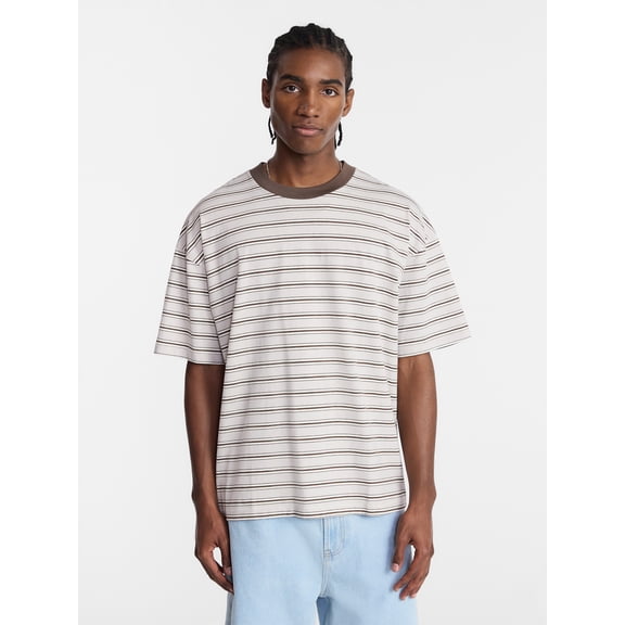 No Boundaries Stripe Pattern Tee with Short Sleeves, Men's XS-4XLT