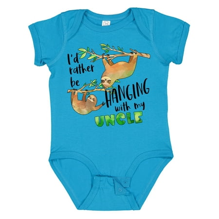 

Inktastic Id Rather Be Hanging with My Uncle- Cute Sloths Gift Baby Boy or Baby Girl Bodysuit