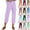 03# Purple, variant on Linen Pants Women Elastic Waist Cropped Button Summer Lounge Pants Straight Leg Ankle Length Cotton Linen Slacks Camel M