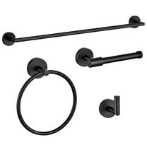 Graz 4-Piece Bathroom Accessory Set, Matte Black, Includes Towel Bar, Towel Ring, Toilet Paper Holder, and Robe Hook – Design House, 188714