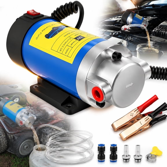 Rongsi Oil Extractor Pump,12V 100W, Engine Oil Pump for Oil Change, Fluid Transfer Pump for Engine Oil, Gear Oil, Transmission Fluid Change, Self-Priming Electric Fluid Transfer Pump for Car, Mower