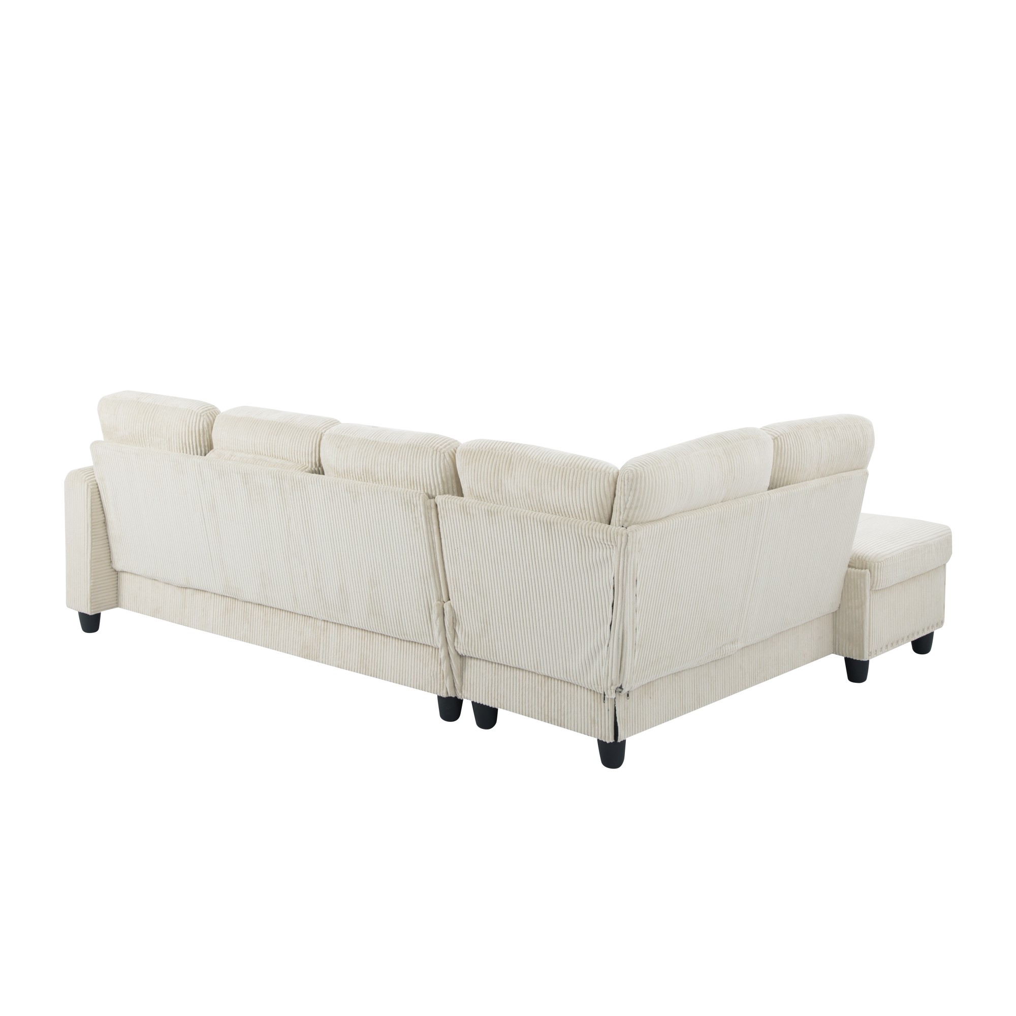 Gewnee 94.49” L-Shaped Modular Sectional Sofa with Nail Head-Design, with Storage Ottoman& 3 Headrests & 2 Built-in Cup Holders, Suitable for Living Rooms, Offices and Reception Rooms.Beige