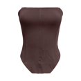 thumbnail image 6 of Women's Fashion Strapped Corset Top Asymmetric Off Shoulder Bandage Bustier Bodysuit for Party and Night Out Coffee S, 6 of 6