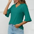 thumbnail image 4 of Itsame Womens Tops, V-Neck Casual Split Flare Sleeves Loose Comfy Blouses Green 2XL, 4 of 5